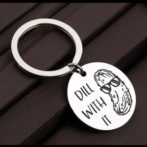 Dill With It Keychain Silver Pickle